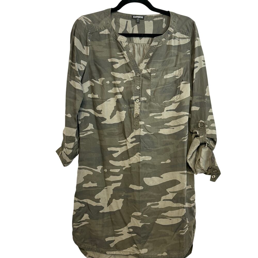 Express Camo Shirt Dress, Size Small